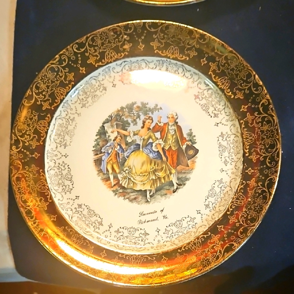 Elegant Antique Warranted 22K Gold  Decorative Plate Souvenir Of Richmond Va.